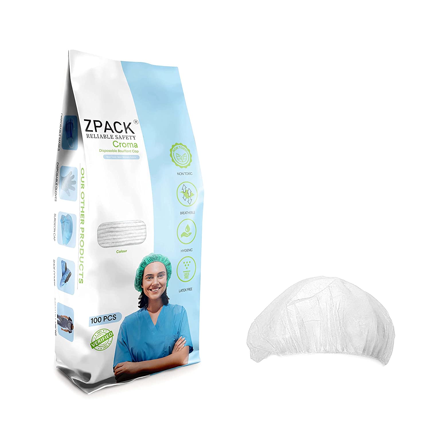 Zpack Disposable Non Woven Bouffant Cap