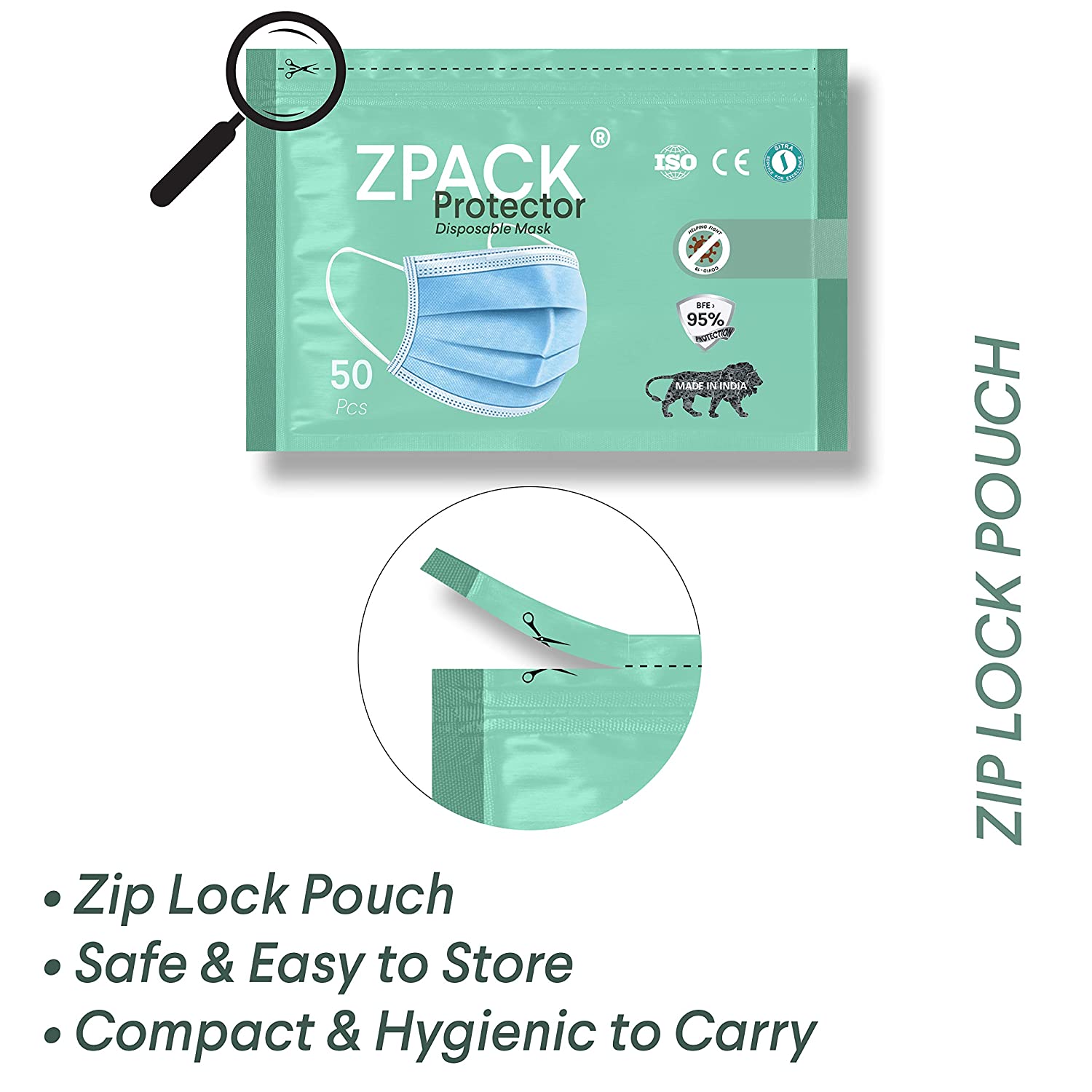 Zpack Protector 3 Ply MeltBlown Disposable mask