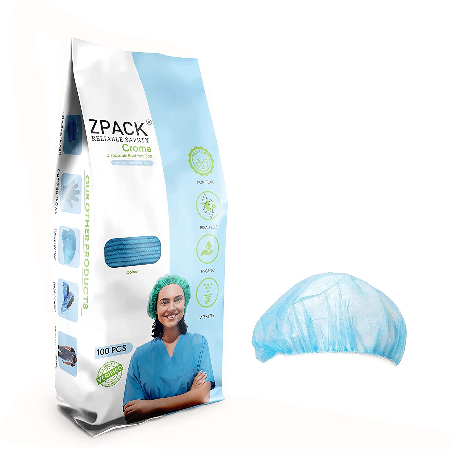 Zpack Disposable Non Woven Bouffant Cap