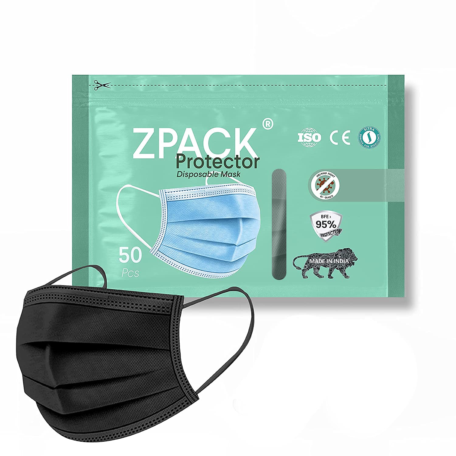 Zpack Protector 3 Ply MeltBlown Disposable mask