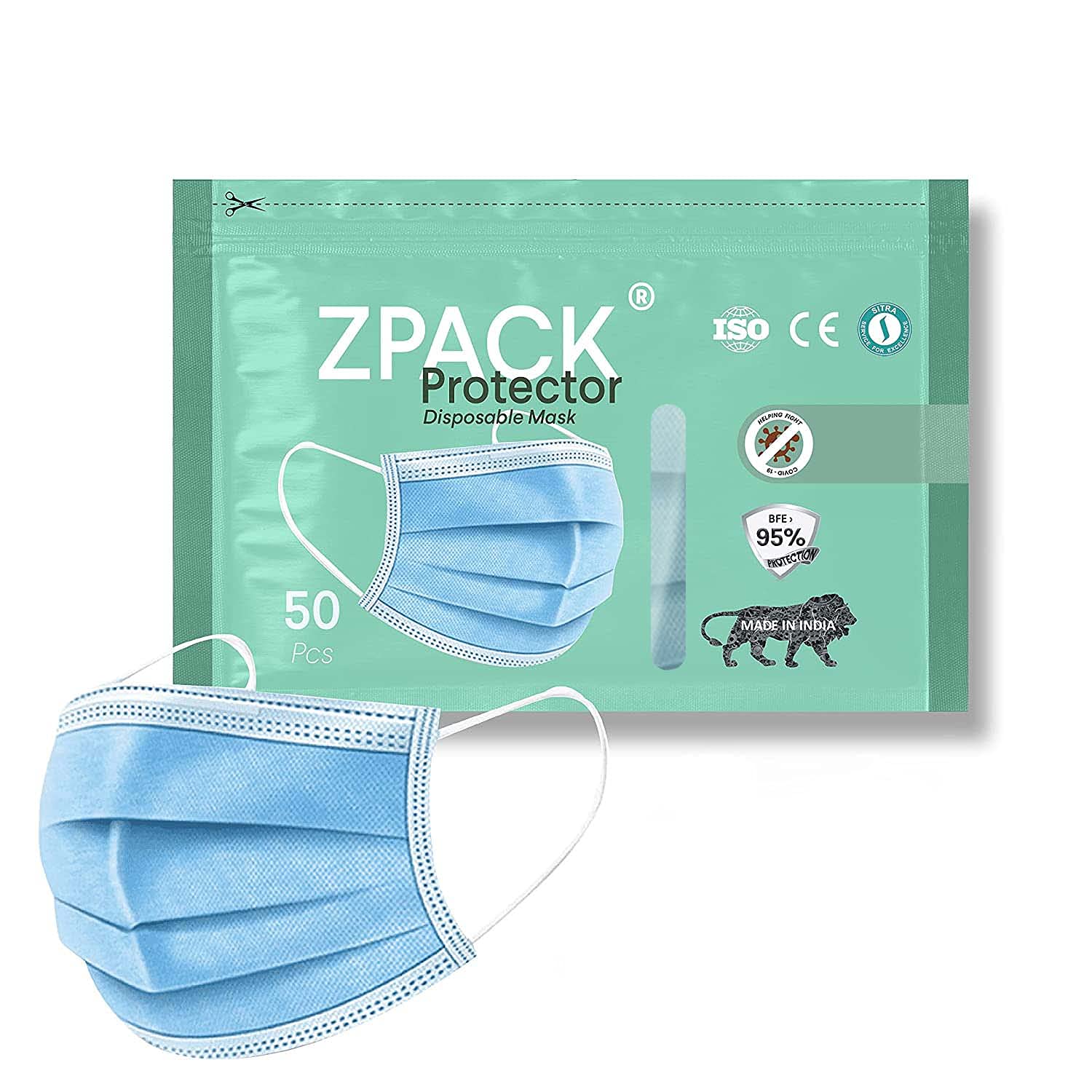 Zpack Protector 3 Ply MeltBlown Disposable mask