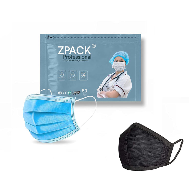 Zpack Professional 3 Ply MeltBlown Mask with Nose Wire