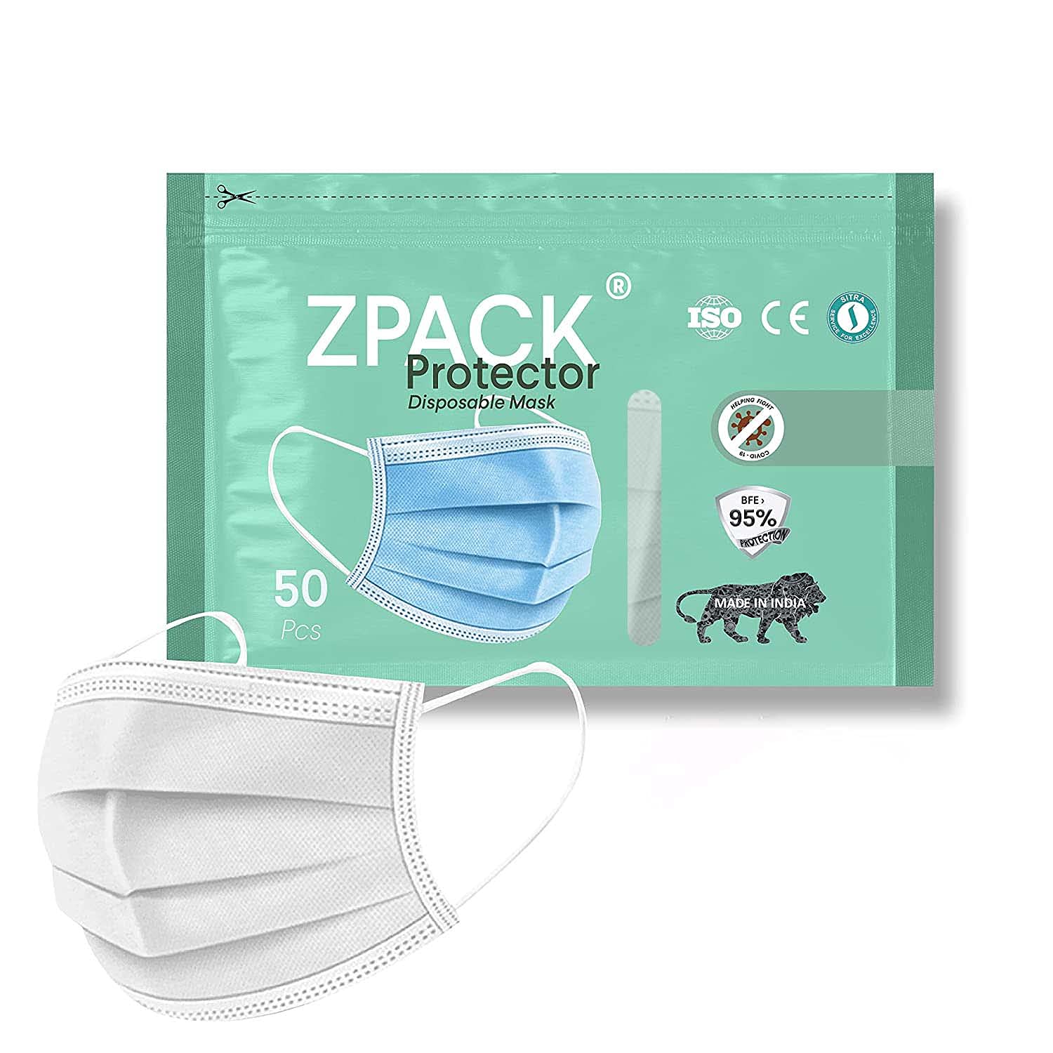 Zpack Protector 3 Ply MeltBlown Disposable mask